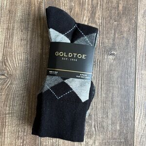 Gold Toe Flat Knit Crew Socks 4 pairs Men's Size 6-12.5